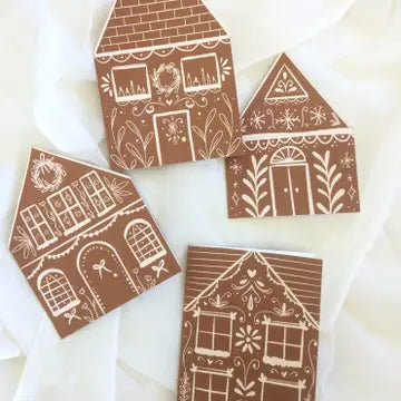 GINGERBREAD HOUSES - SET OF 4 GREETING CARDS