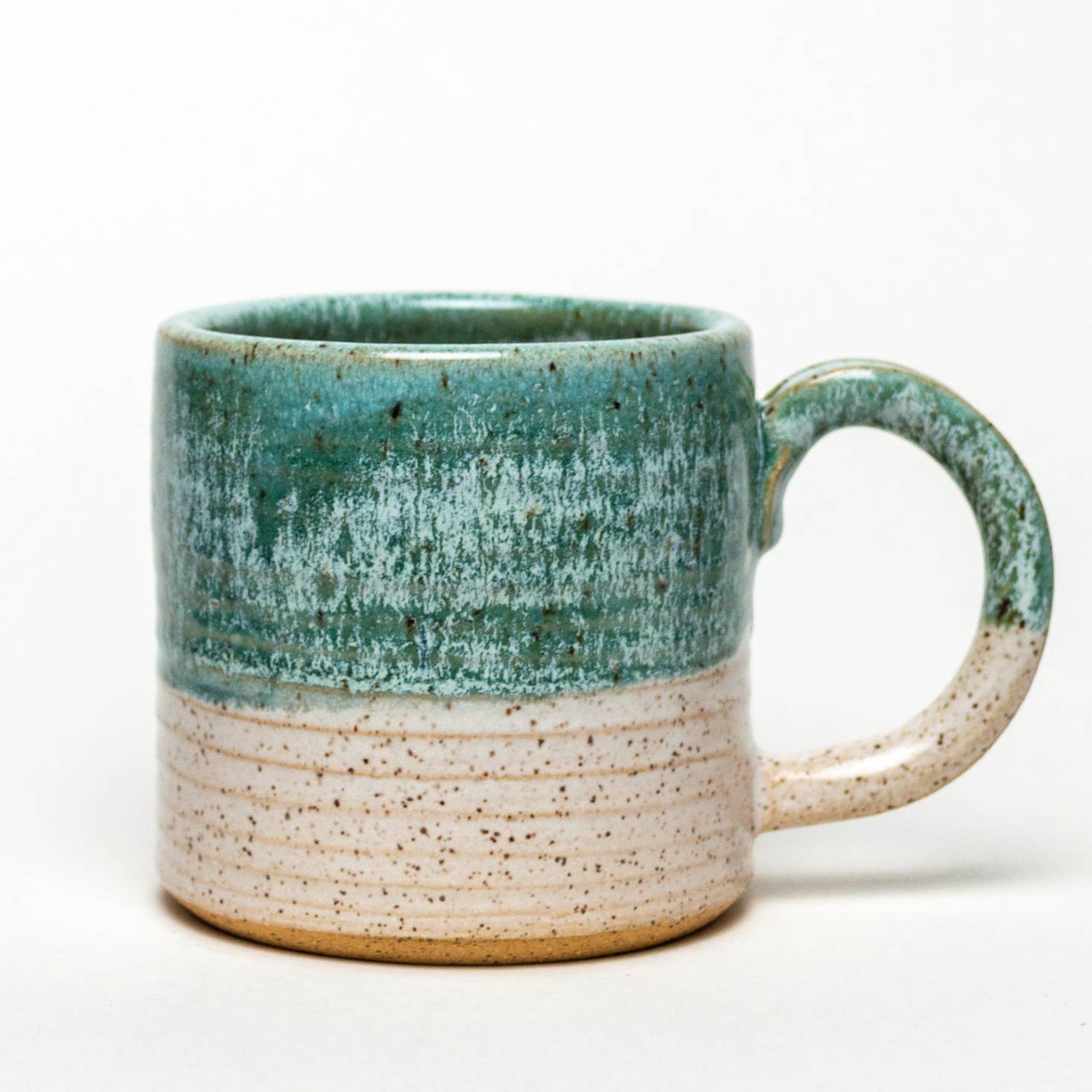 TURQUOISE HAND-THROWN STONEWARE CERAMIC MUG