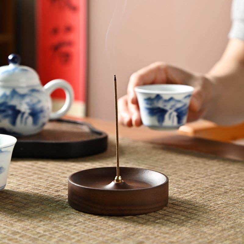 WALNUT WOOD INCENSE BURNER