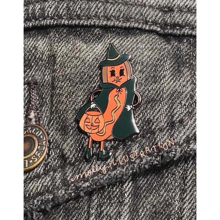 FEELIN HALLOWEENIE HOT DOG PIN
