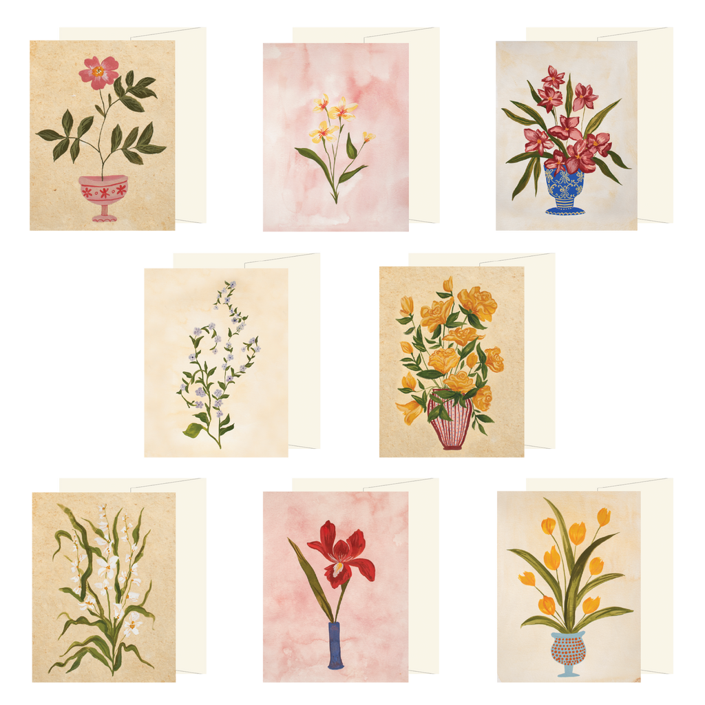 BOXED SET OF 8 MIXED FLORAL CARDS