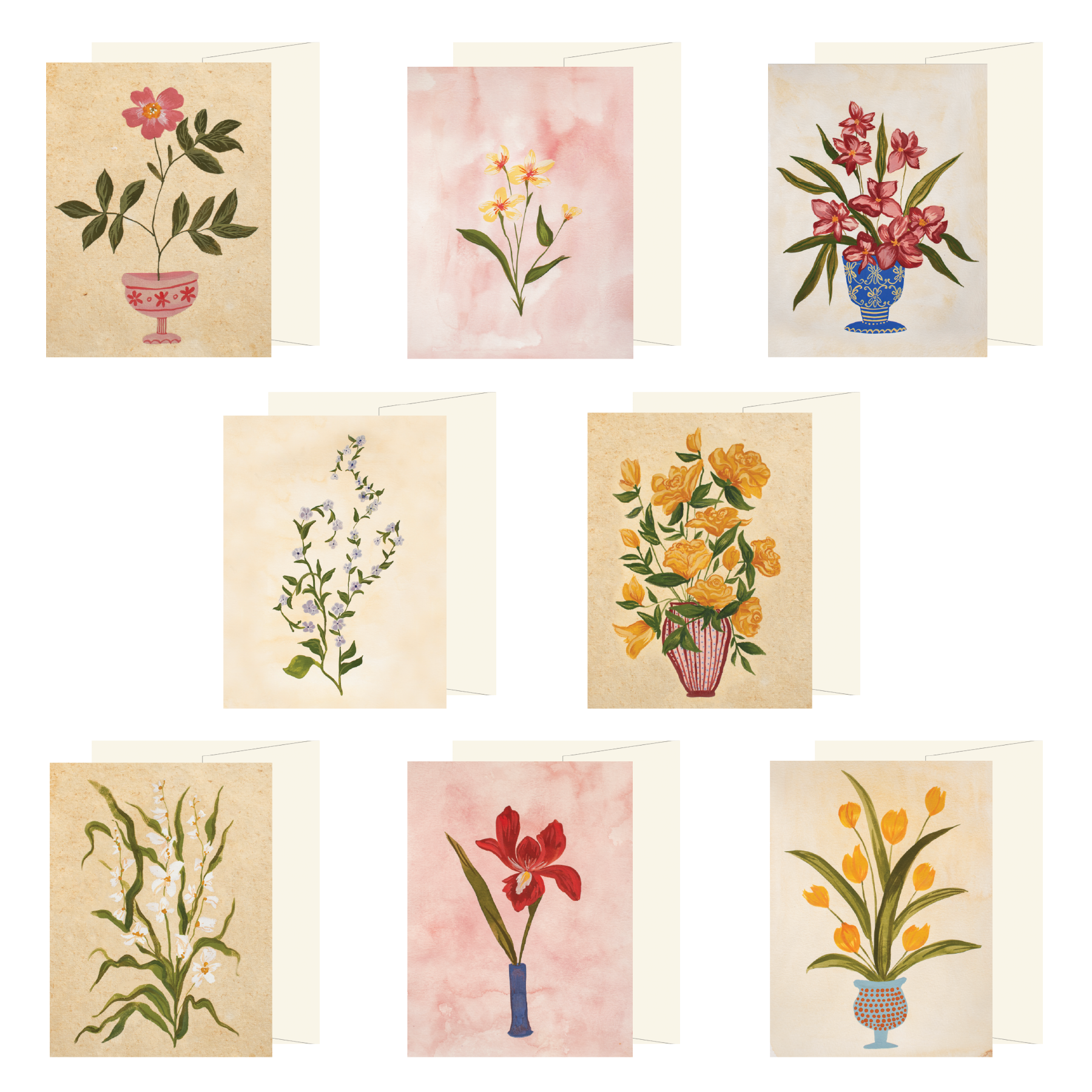 BOXED SET OF 8 MIXED FLORAL CARDS