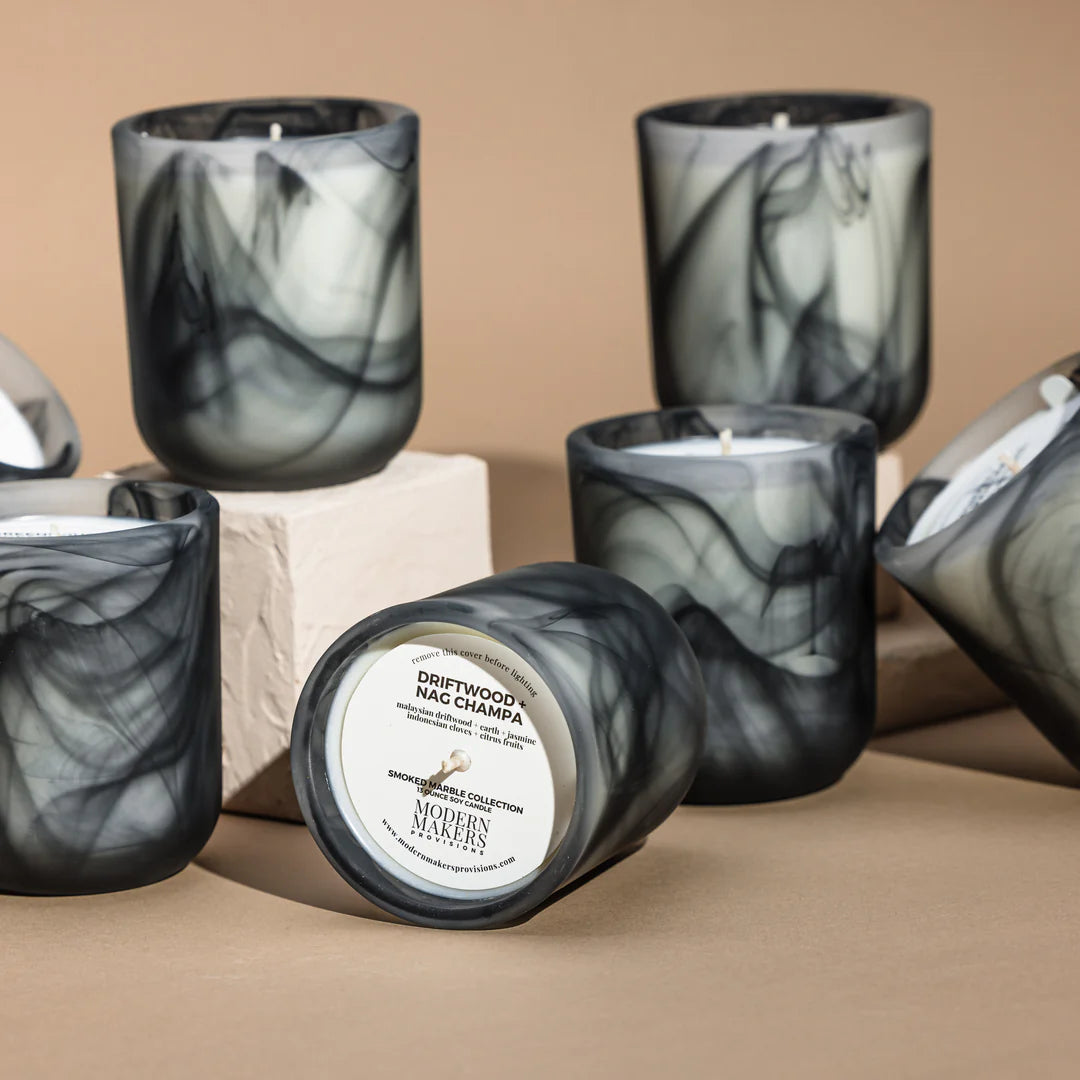 MODERN MAKERS PROVISIONS SMOKED MARBLE JAR CANDLES