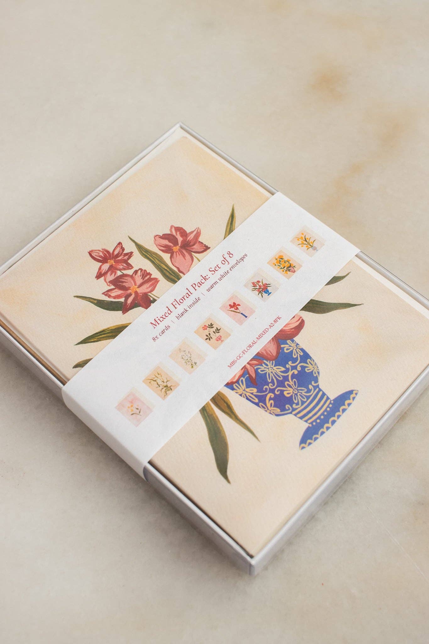 BOXED SET OF 8 MIXED FLORAL CARDS