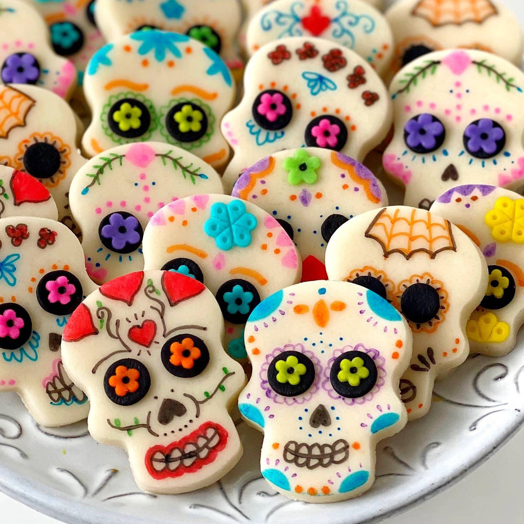 GOURMET MARZIPAN DAY OF THE DEAD AND HALLOWEEN SUGAR SKULLS