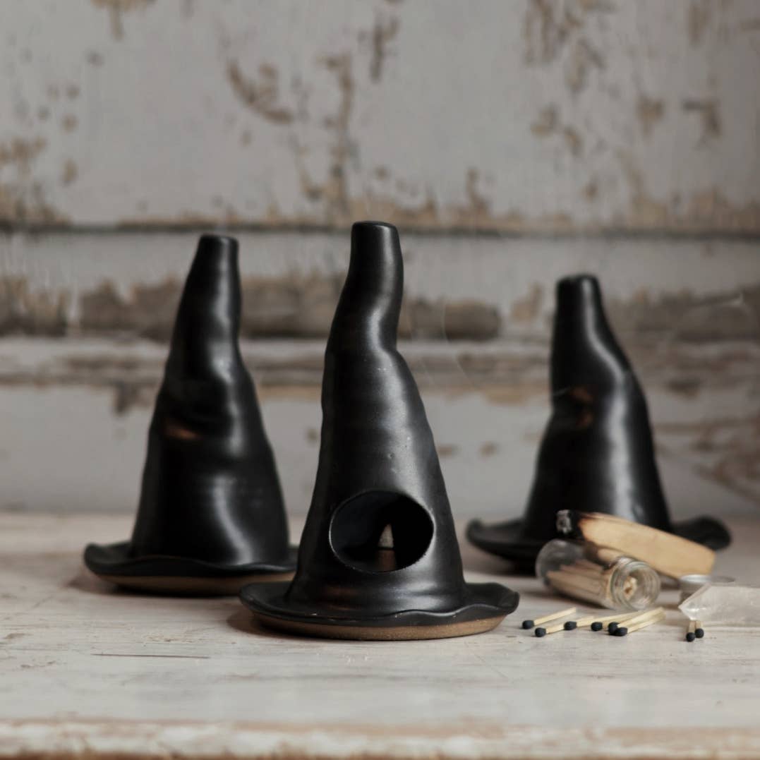 BLACK WITCH HAT INCENSE BURNER