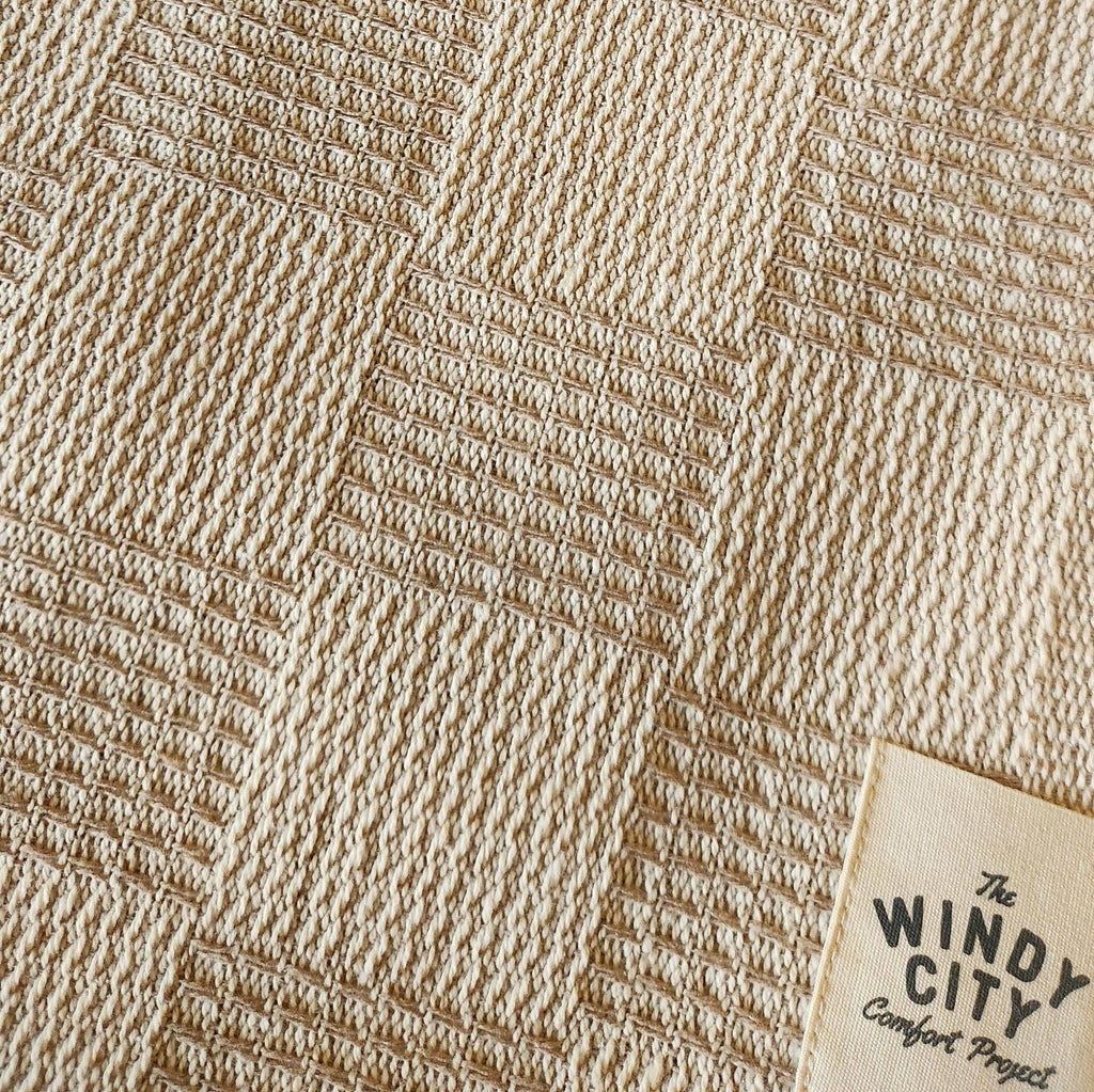 TEXTURED THROW BLANKET - CREAM CHECKERBOARD