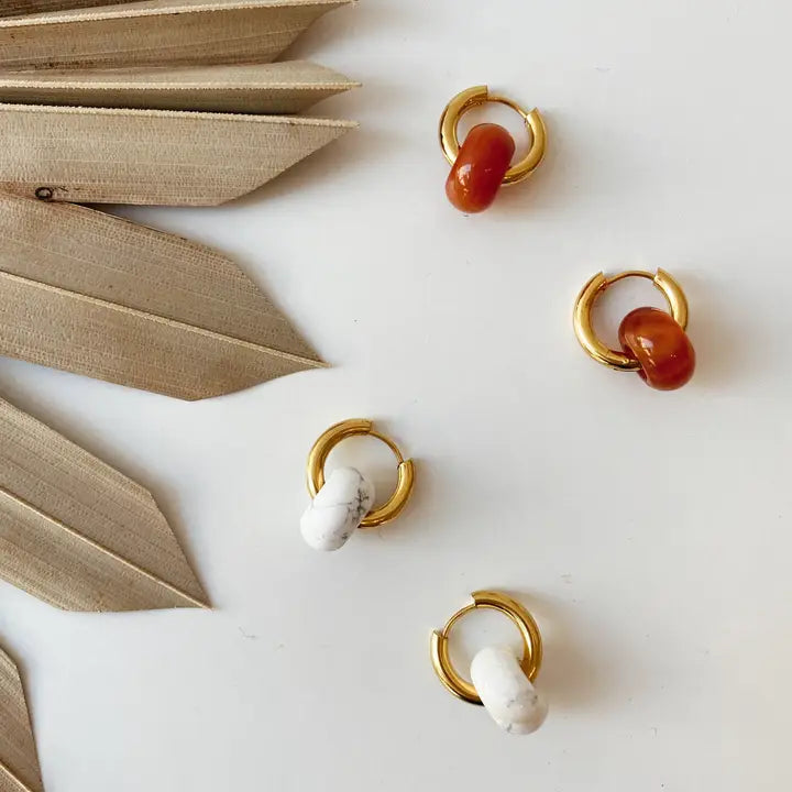 GOLD FILLED HOWLITE HOOP EARRINGS