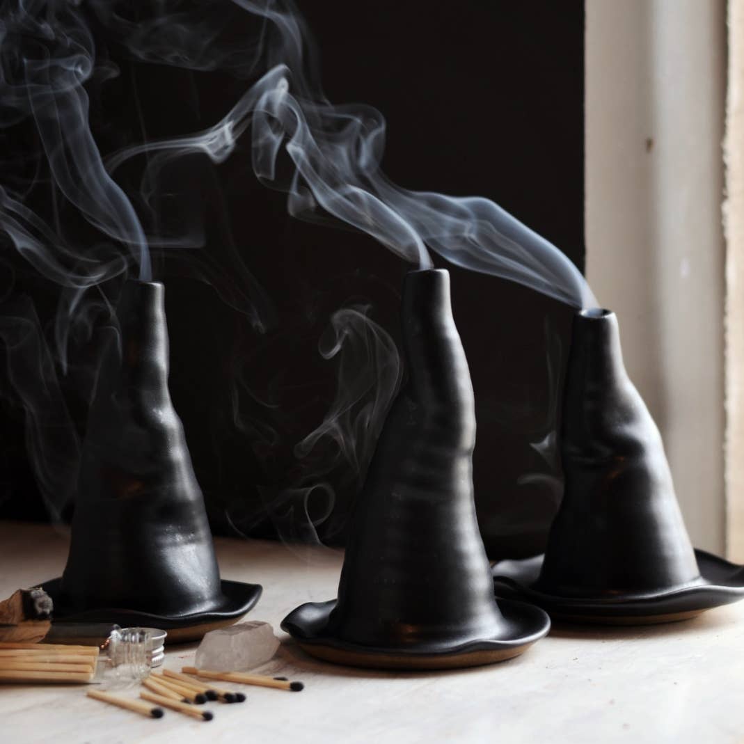 BLACK WITCH HAT INCENSE BURNER