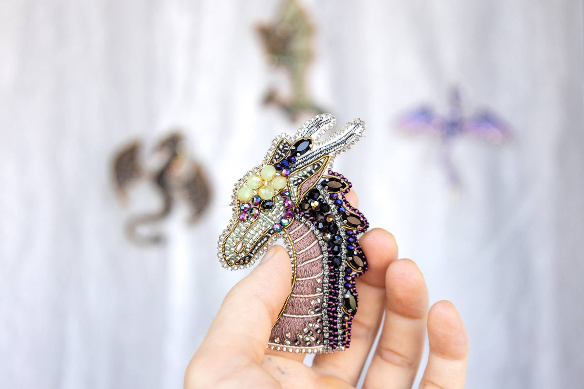 BEAD EMBROIDERY DRAGON BROOCH KIT