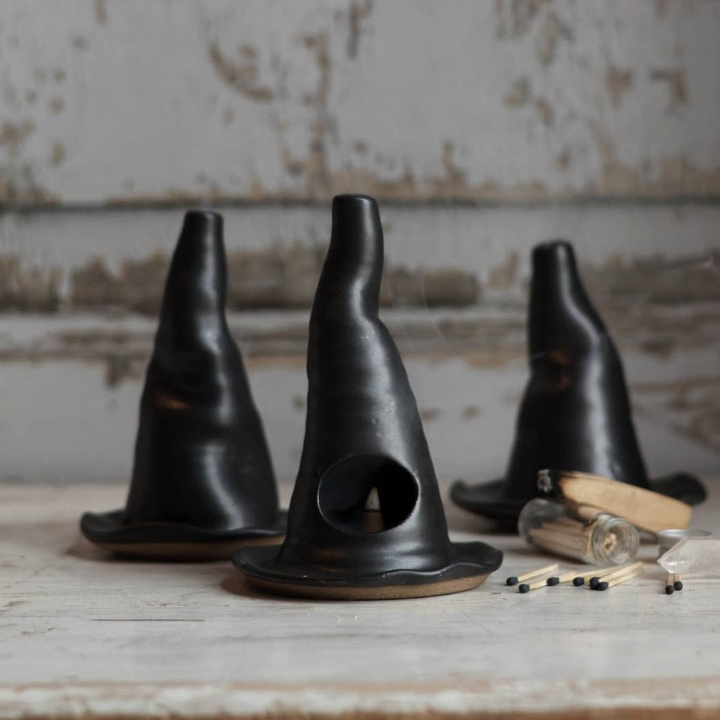 BLACK WITCH HAT INCENSE BURNER