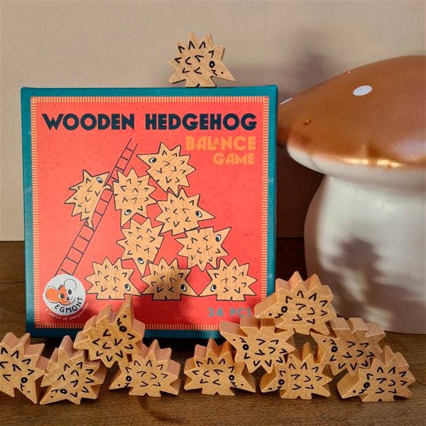 WOODEN HEDGEHOG BALANCE GAME