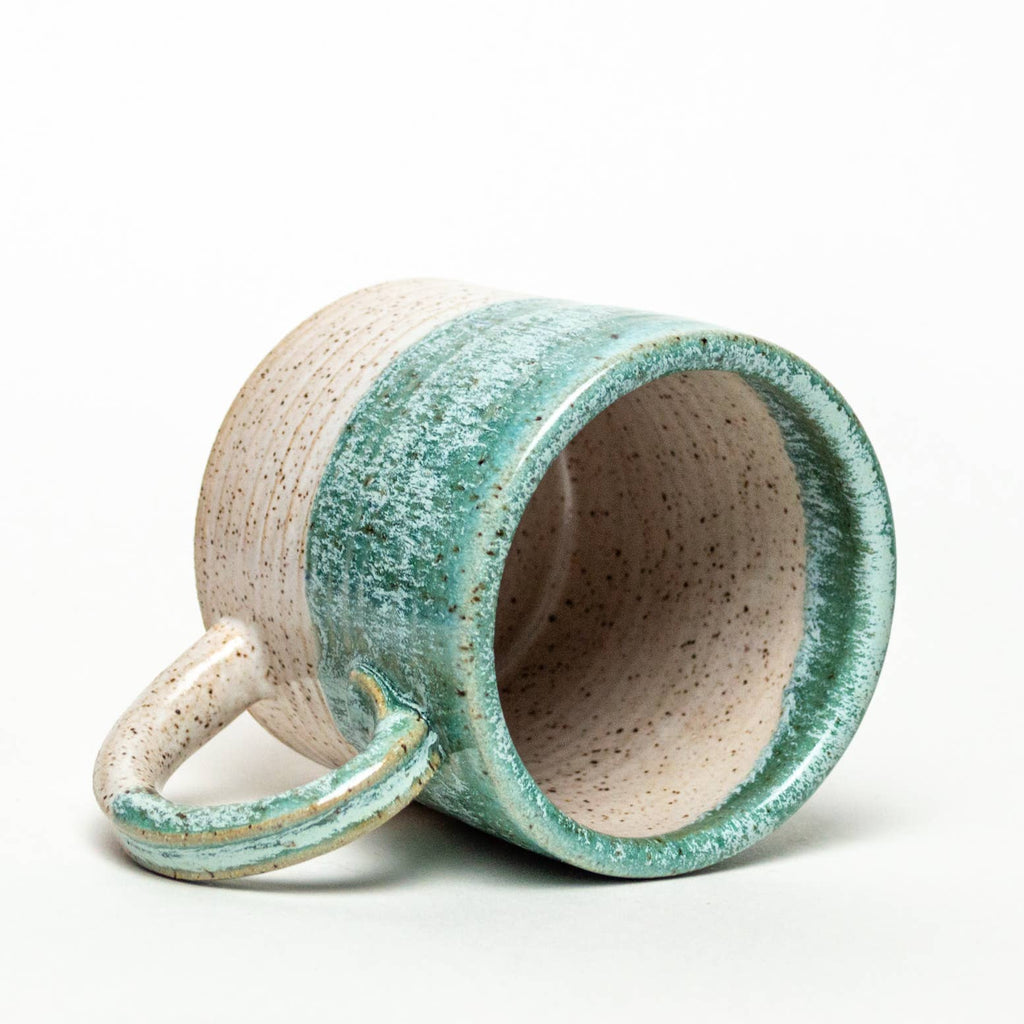 TURQUOISE HAND-THROWN STONEWARE CERAMIC MUG
