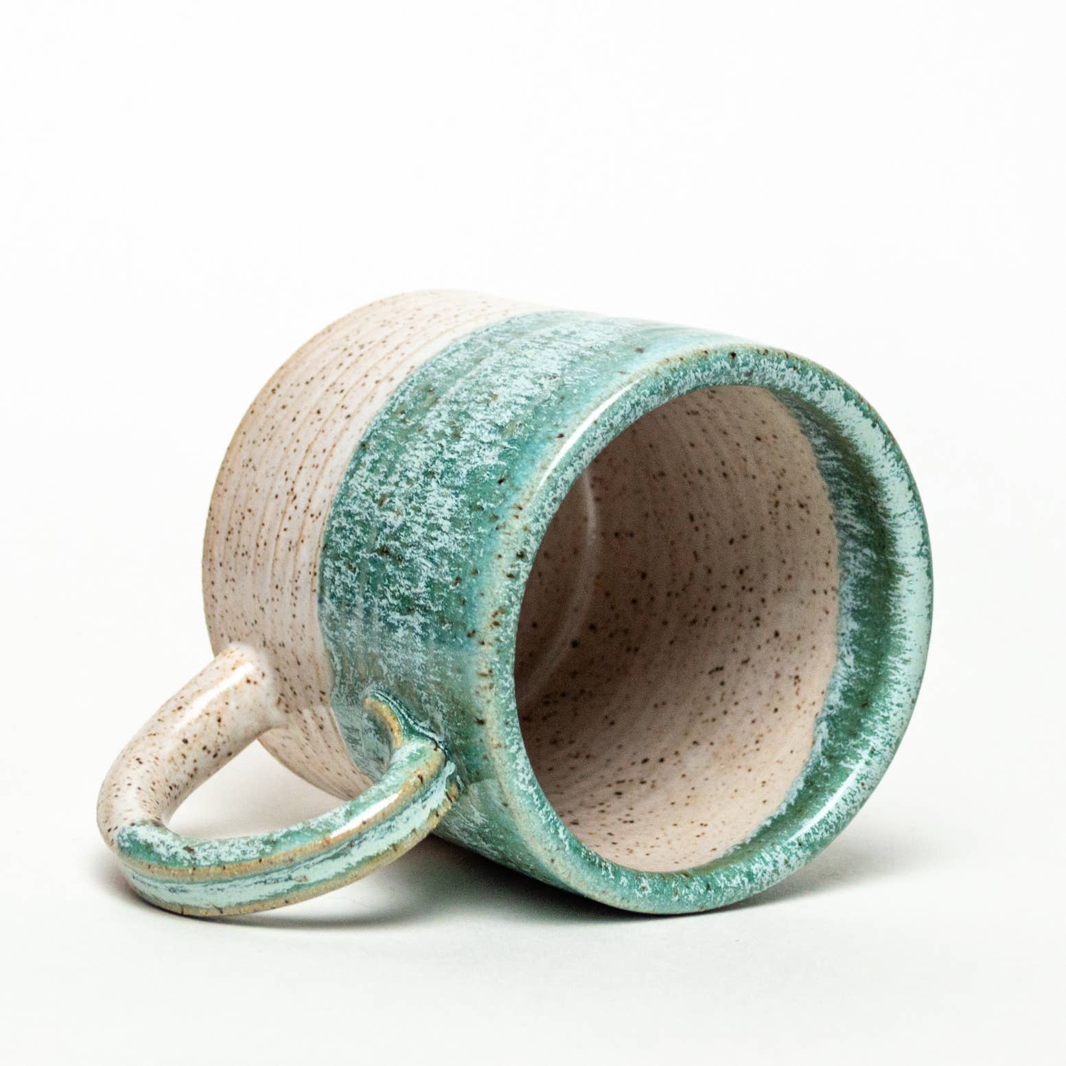 TURQUOISE HAND-THROWN STONEWARE CERAMIC MUG