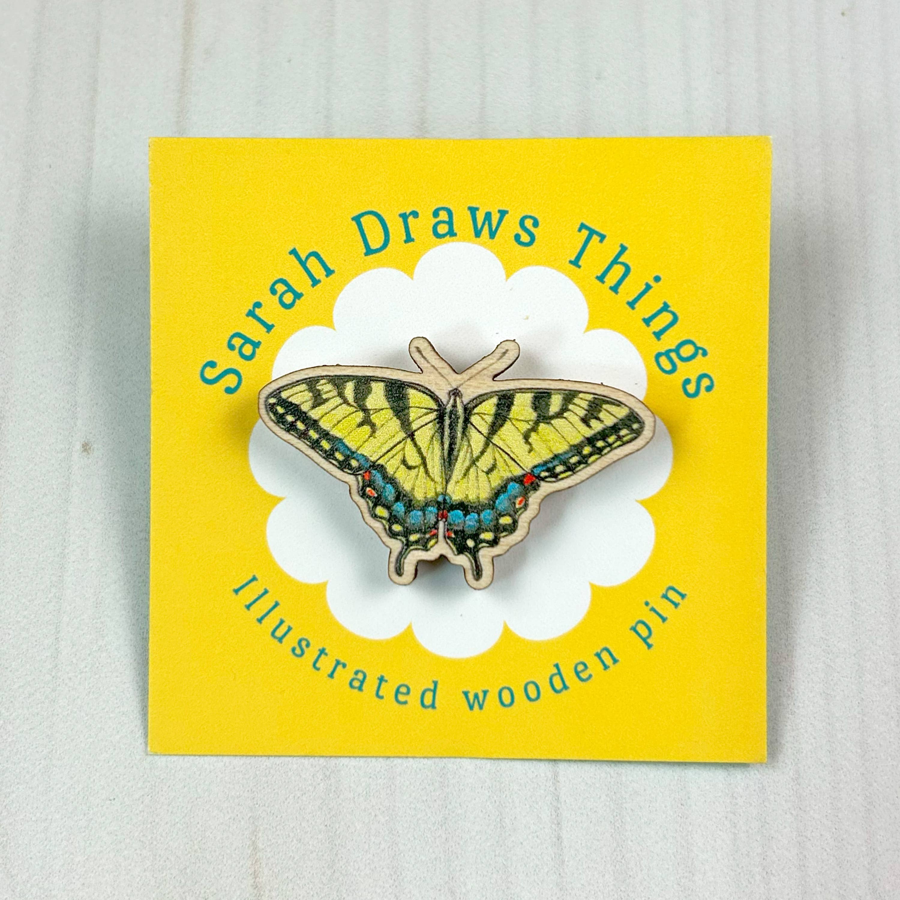 TIGER SWALLOWTAIL ILLUSTRATED WOODEN PIN