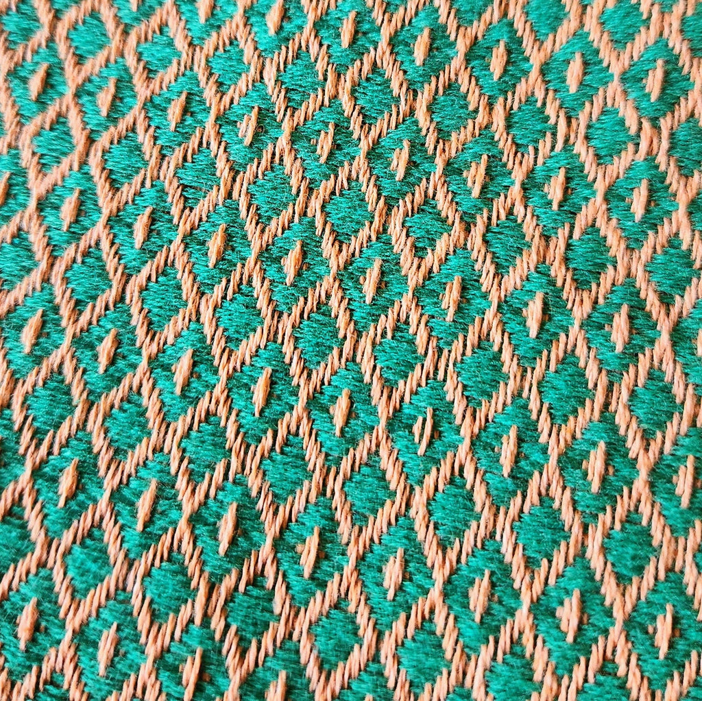 FALL HOMEMADE TURKISH BLANKET - GREEN/ORANGE DOTS