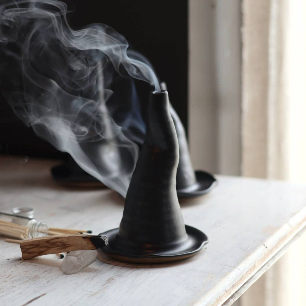 BLACK WITCH HAT INCENSE BURNER