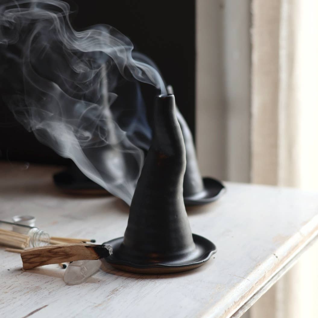BLACK WITCH HAT INCENSE BURNER
