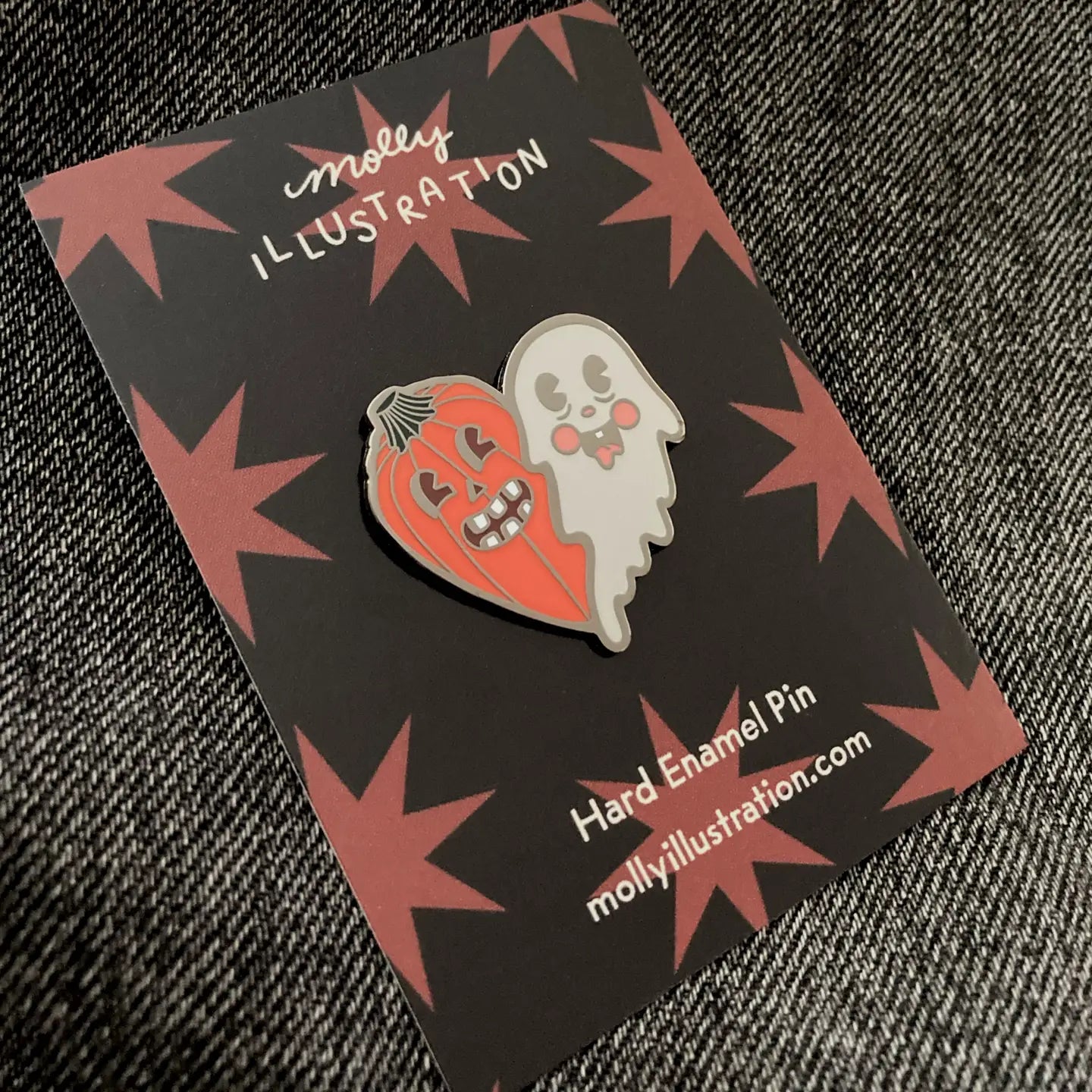 SPOOKY PALS VINTAGE STYLE PUMPKIN AND GHOST PIN