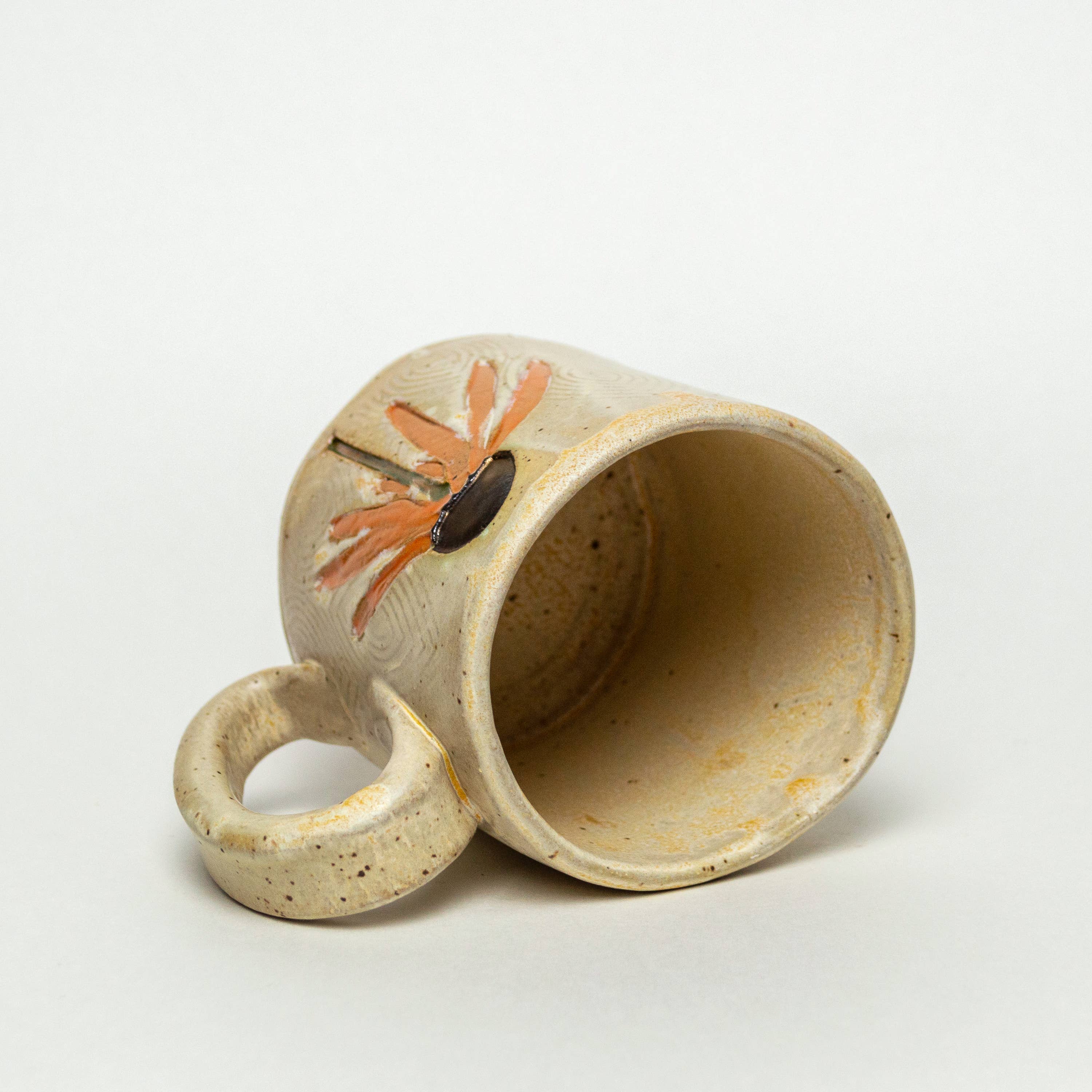 ORANGE CONE FLOWER HANDMADE CERAMIC MUG