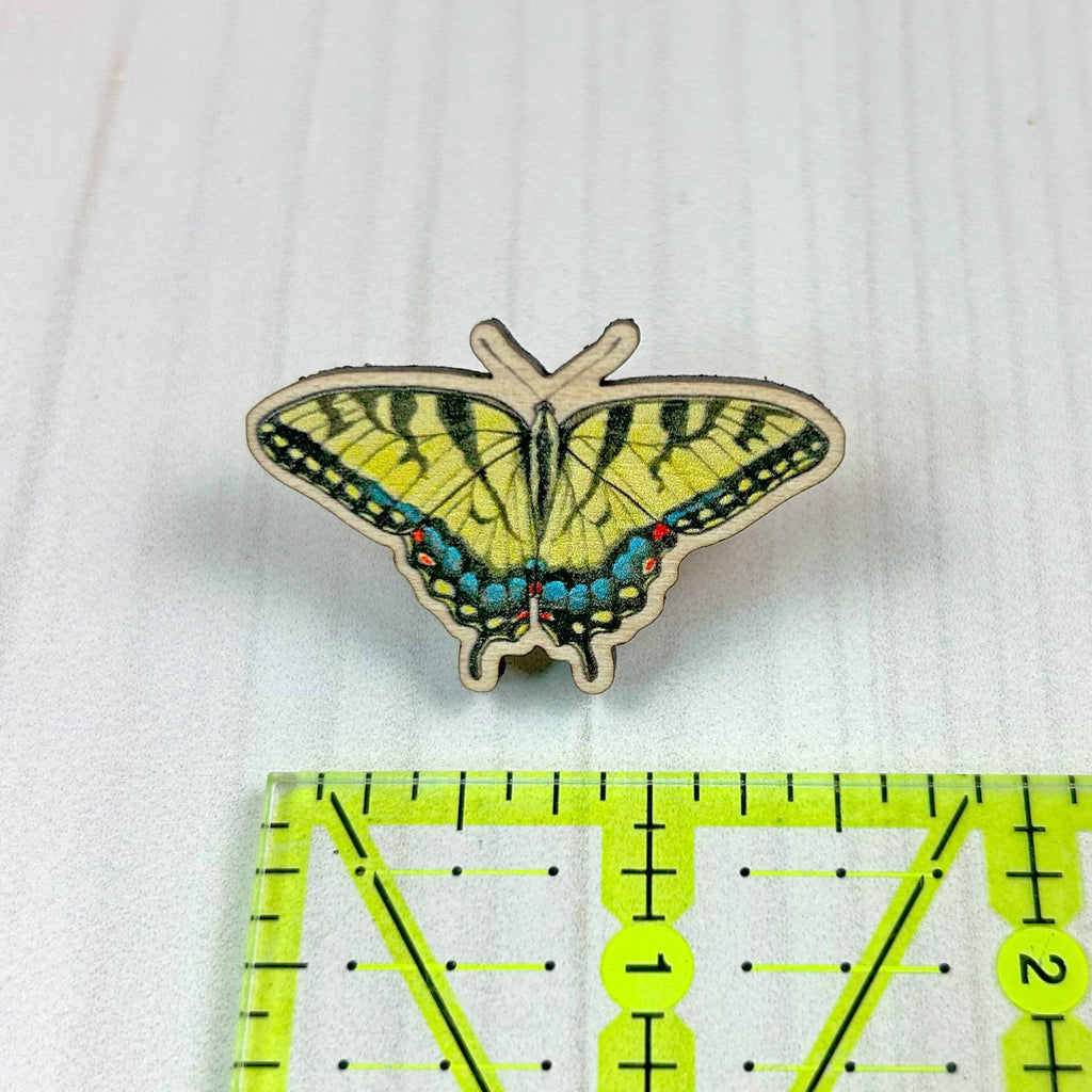 TIGER SWALLOWTAIL ILLUSTRATED WOODEN PIN