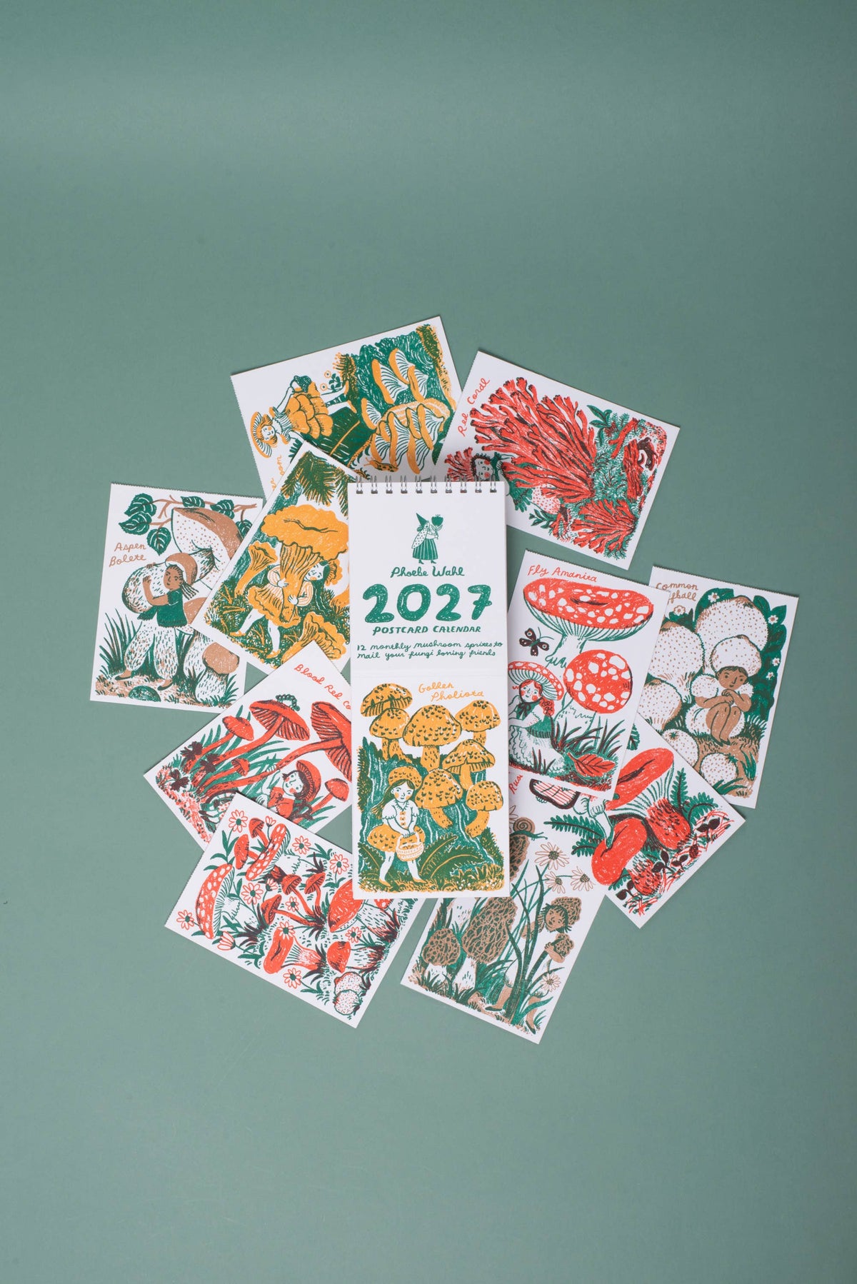 2027 GNOMES & MUSHROOMS POSTCARD PHOEBE WALL WALL CALENDAR