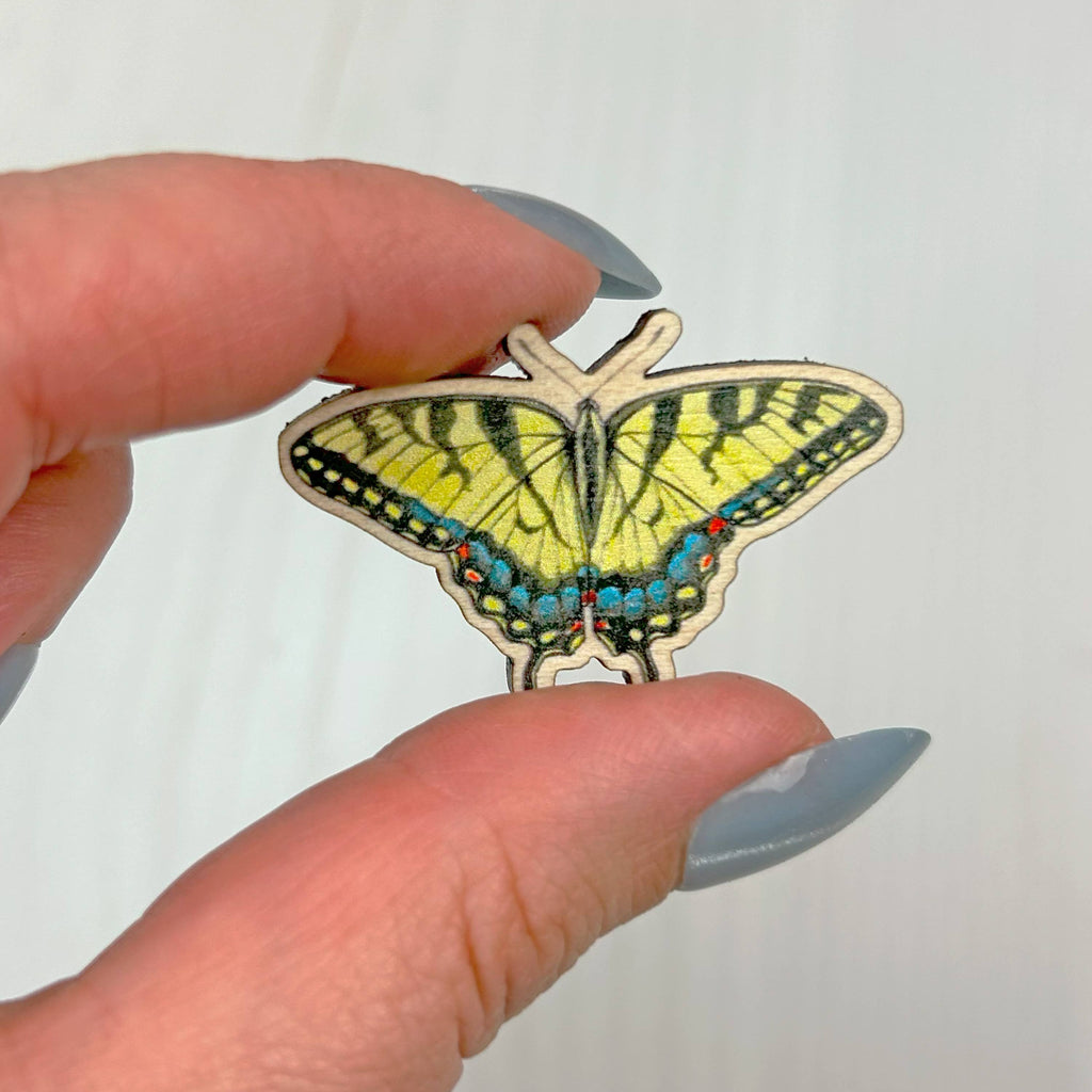 TIGER SWALLOWTAIL ILLUSTRATED WOODEN PIN