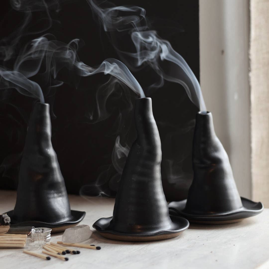 BLACK WITCH HAT INCENSE BURNER