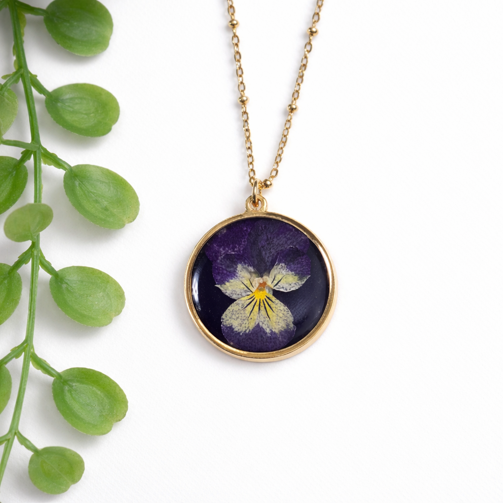 PRESSED VIOLA NECKLACE