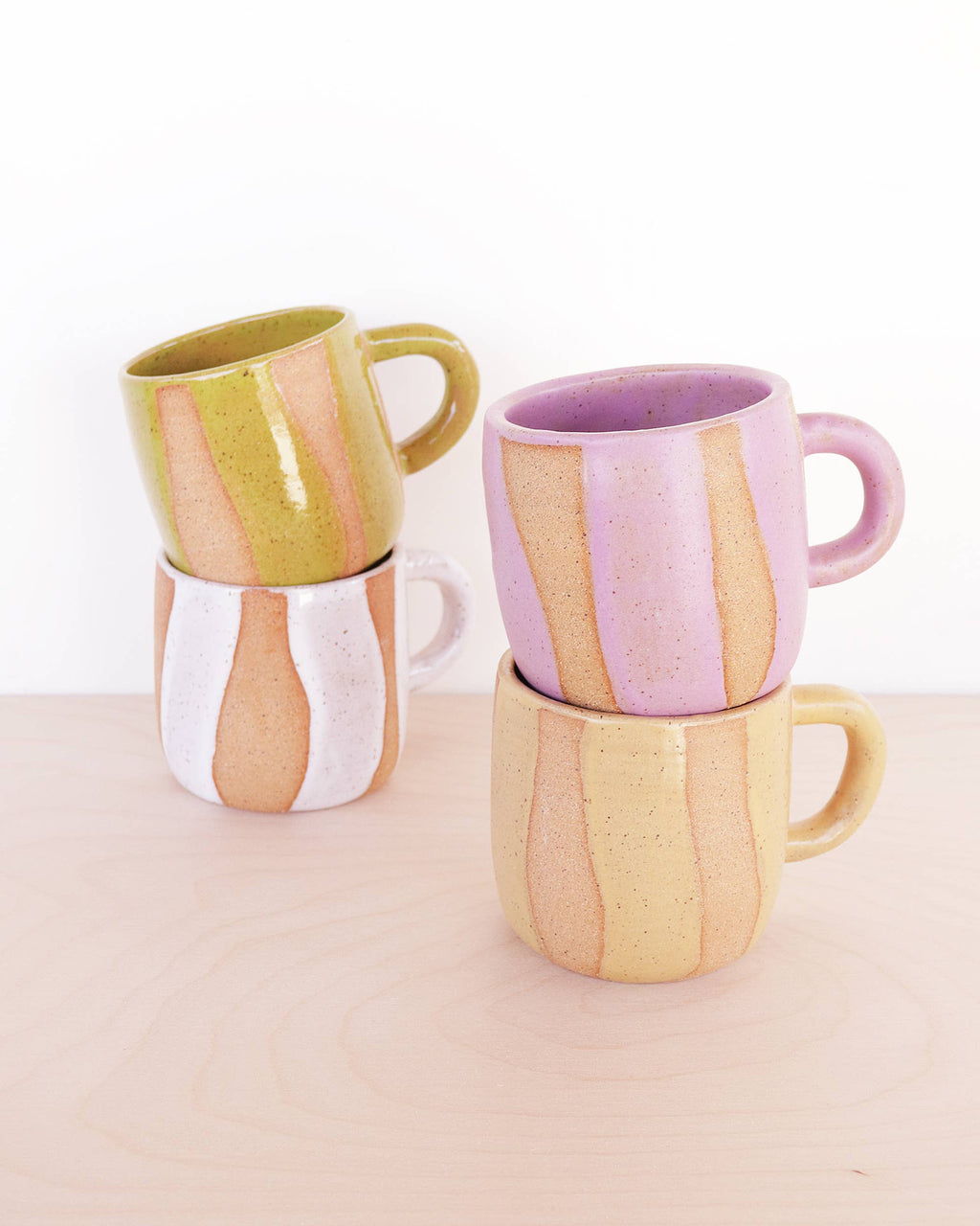 STRIPED HANDMADE CERAMIC COFFEE MUG