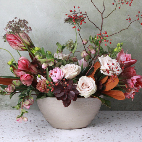 CRANBERRY POINSETTIA - DELUXE CENTERPIECE