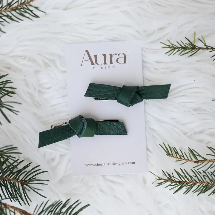 LEATHER KNOT HAIR CLIPS