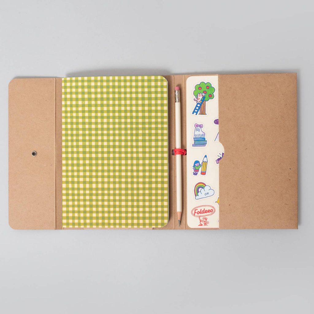 FOLDEEO NOTEBOOK FOLIO - GREEN GINGHAM