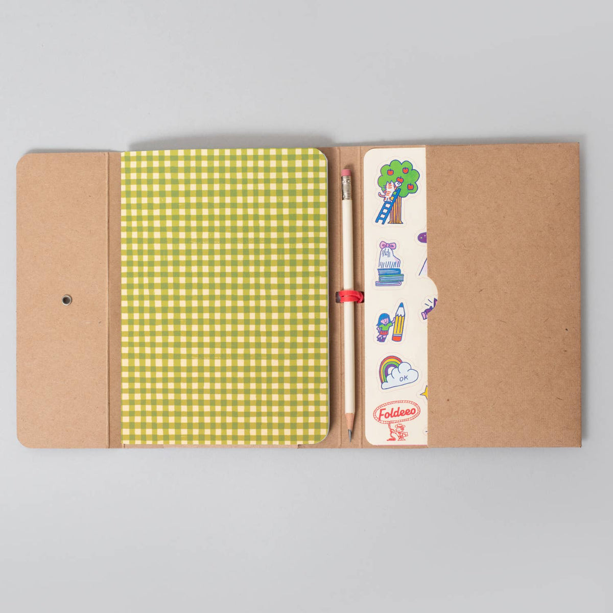 FOLDEEO NOTEBOOK FOLIO - GREEN GINGHAM