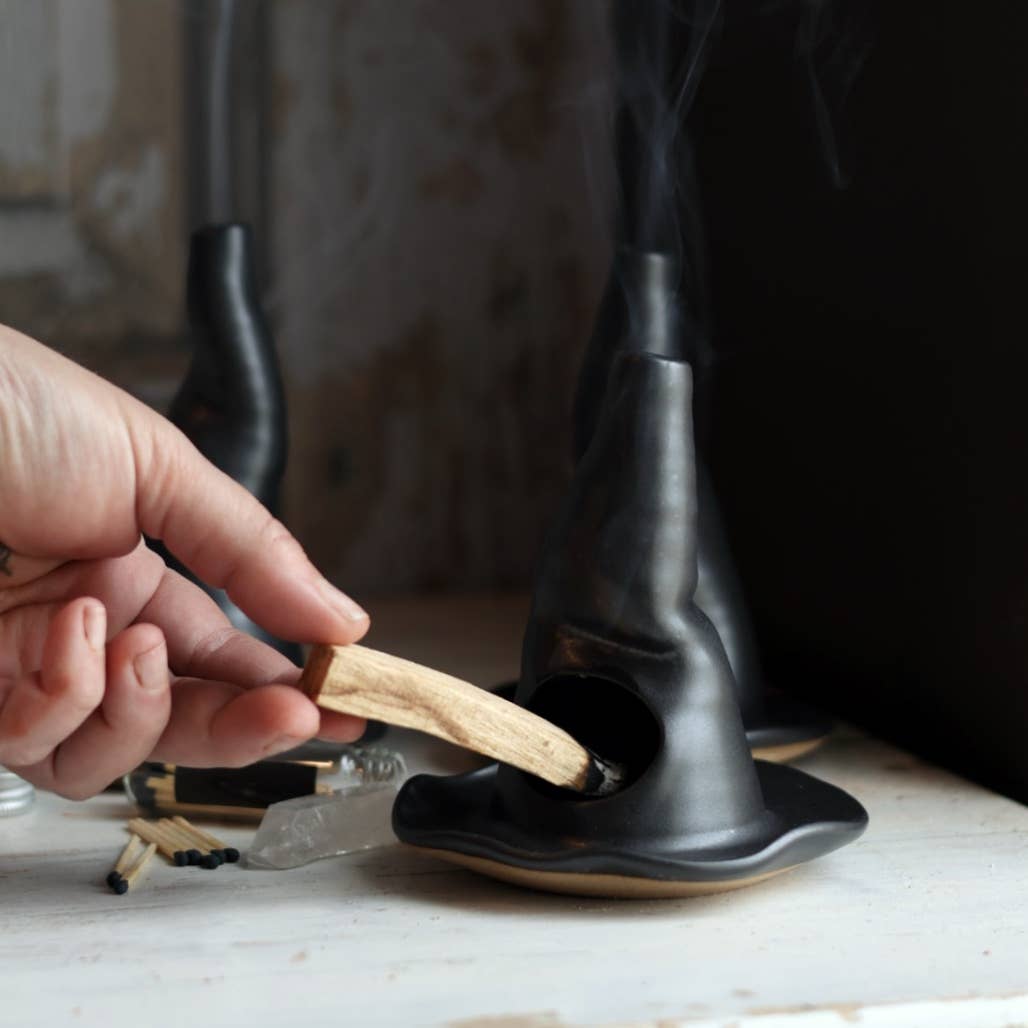 BLACK WITCH HAT INCENSE BURNER