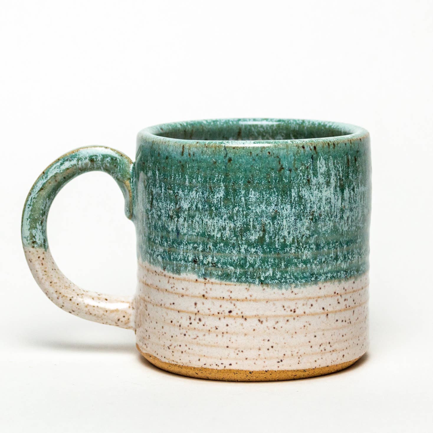 TURQUOISE HAND-THROWN STONEWARE CERAMIC MUG