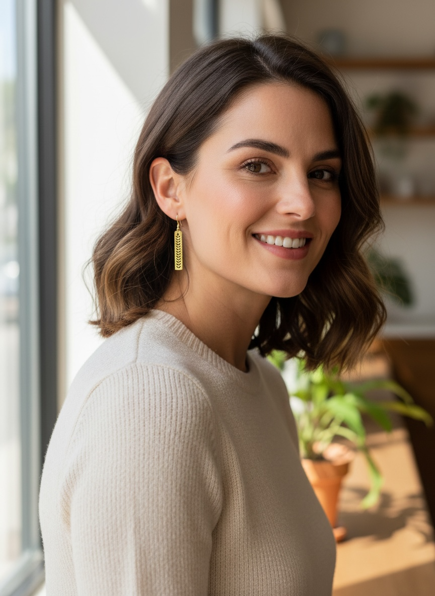 GOLD FERN EARRINGS