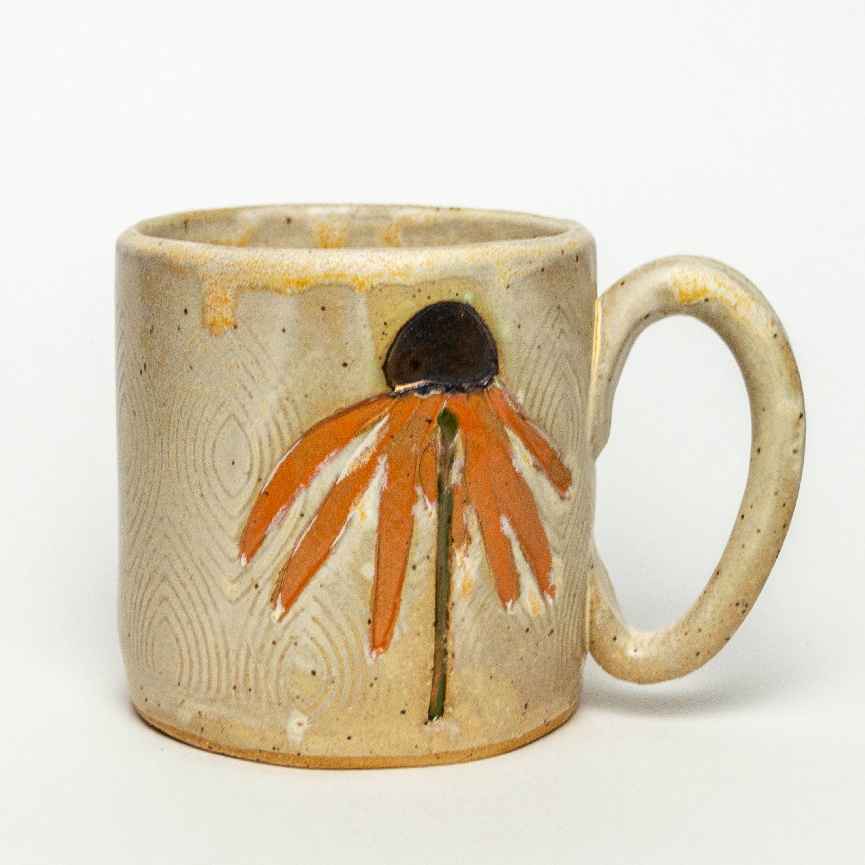 ORANGE CONE FLOWER HANDMADE CERAMIC MUG