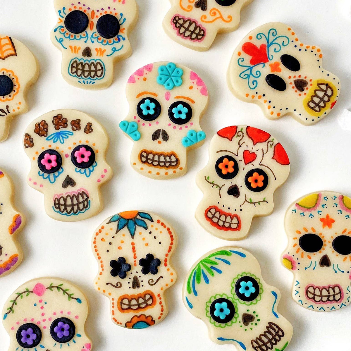 GOURMET MARZIPAN DAY OF THE DEAD AND HALLOWEEN SUGAR SKULLS