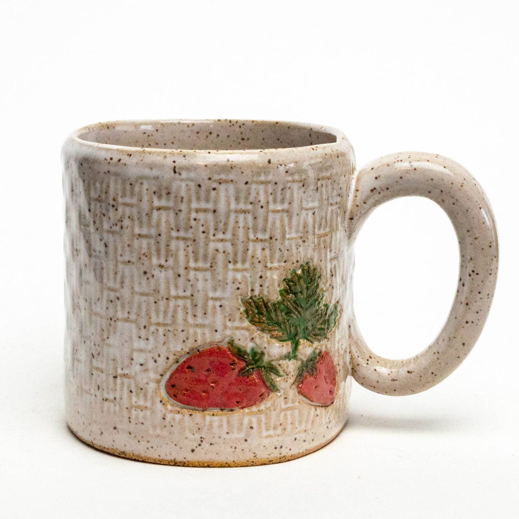 STRAWBERRY PATTERN HANDMADE WHITE MUG