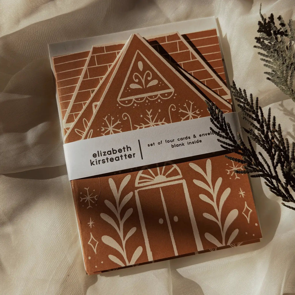 GINGERBREAD HOUSES - SET OF 4 GREETING CARDS