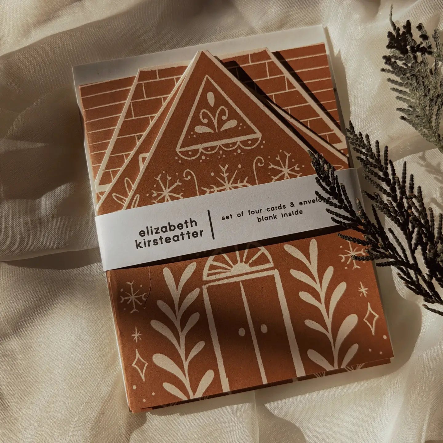 GINGERBREAD HOUSES - SET OF 4 GREETING CARDS