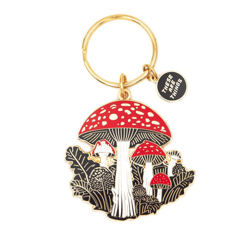 MUSHROOM FOREST ENAMEL KEYCHAIN