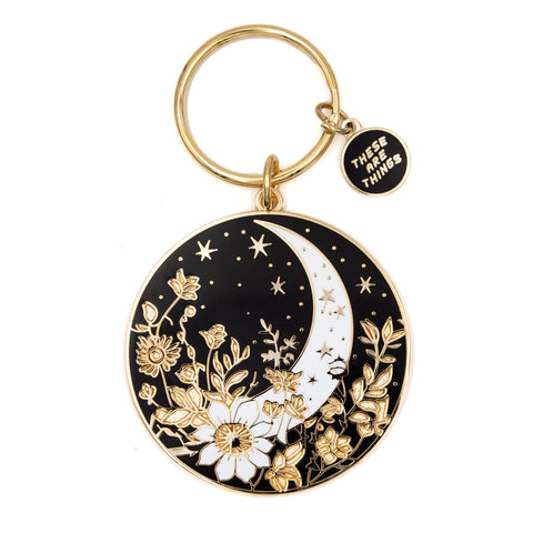 FLORAL HARVEST MOON ENAMEL KEYCHAIN